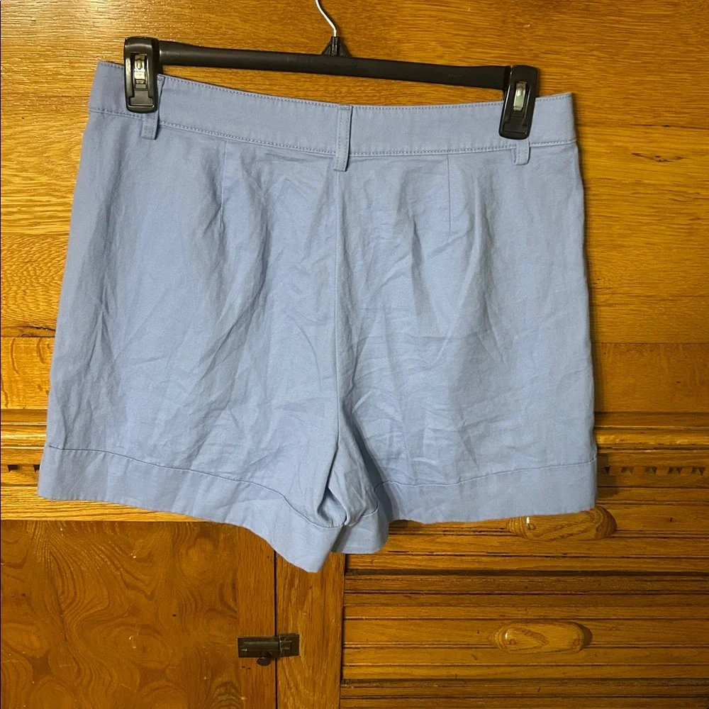 J.Crew Light Blue Cotton Chino Pleated Shorts Preppy High Waist Size 8 New - Picture 2 of 7
